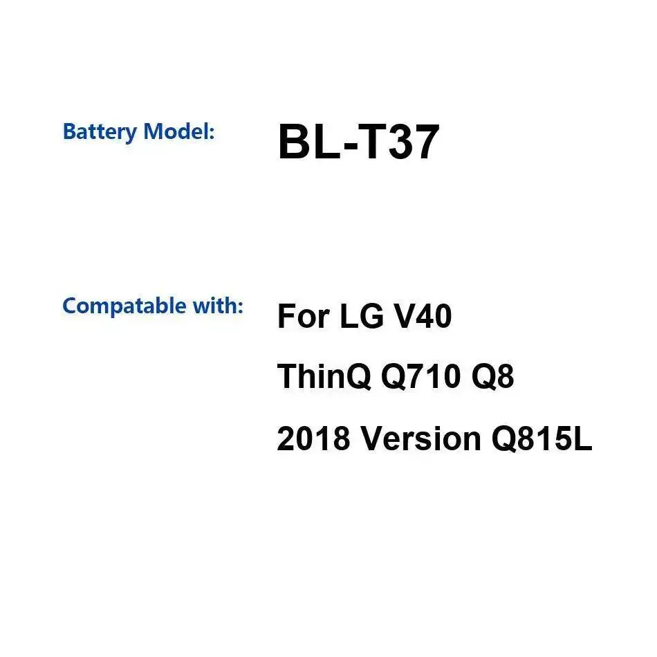 

For LG V40 Thinq Q710 Q8 2018 Version Q815L BL-T37 Mobile Phone Battery Fast Charging 3300Mah