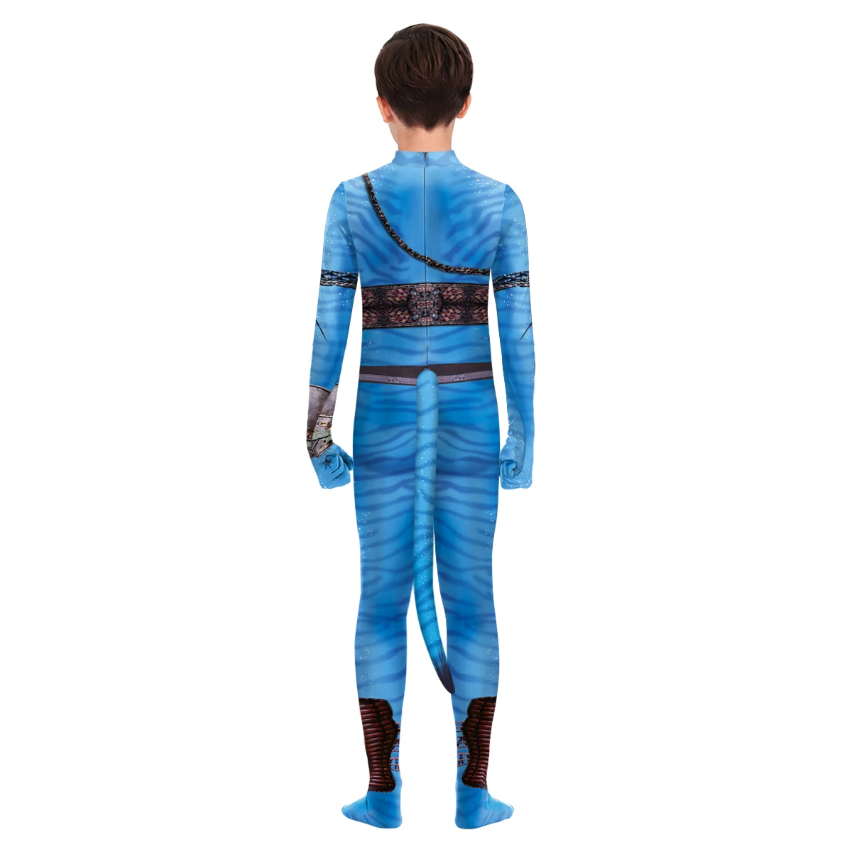 Avatar Jumpsuits Boy Girl Halloween Cosplay Costume Carnival Stage Performance Movie 2025 Avatar with Tail Zentai Bodysuits view 4