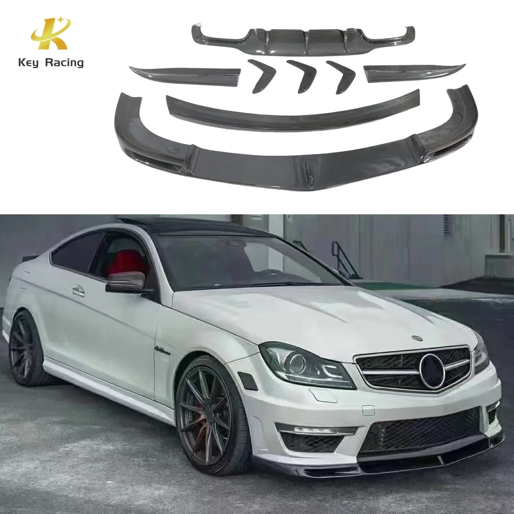 

W204 C63 Carbon Fiber Car Body Kits Front Lip Rear Diffuser Rear Spoiler for Mercedes-Benz C Class W204 C63