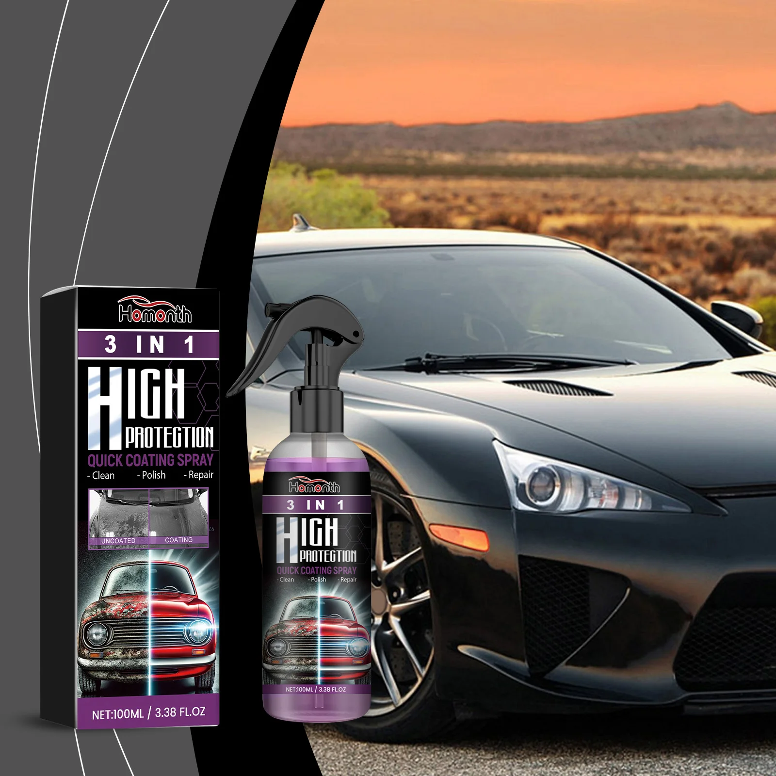 High Protection 3-in-1 Coating Spray Long Lasting Oil, Water, and Stain Resistant Cleaning and Maintenance