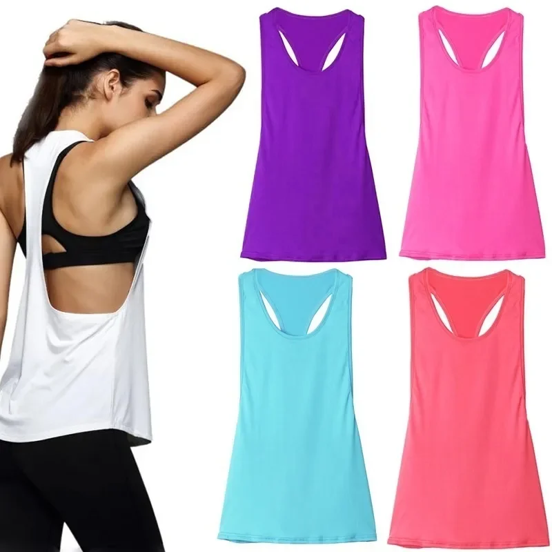 Simple New Sports Overshirt Women's Fitness Sports Tank Top Back T-shaped Quick Dried Slim Sleeveless Running Tank Top Overcoat