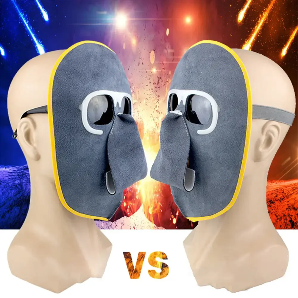 1Set New Cowhide Eyeglasses Labor Protection Welding Eyeglasses Face Protection Mask Head Wear Welding Masks Safety Kit