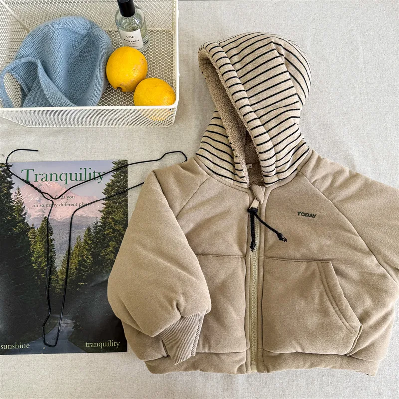  2025 أطفال معطف الشتاء الفتيان والفتيات مقنعين سترة قطن الكورية نمط سميكة الدافئة وسادة مبطنة للأطفال 1-8 سنوات #5