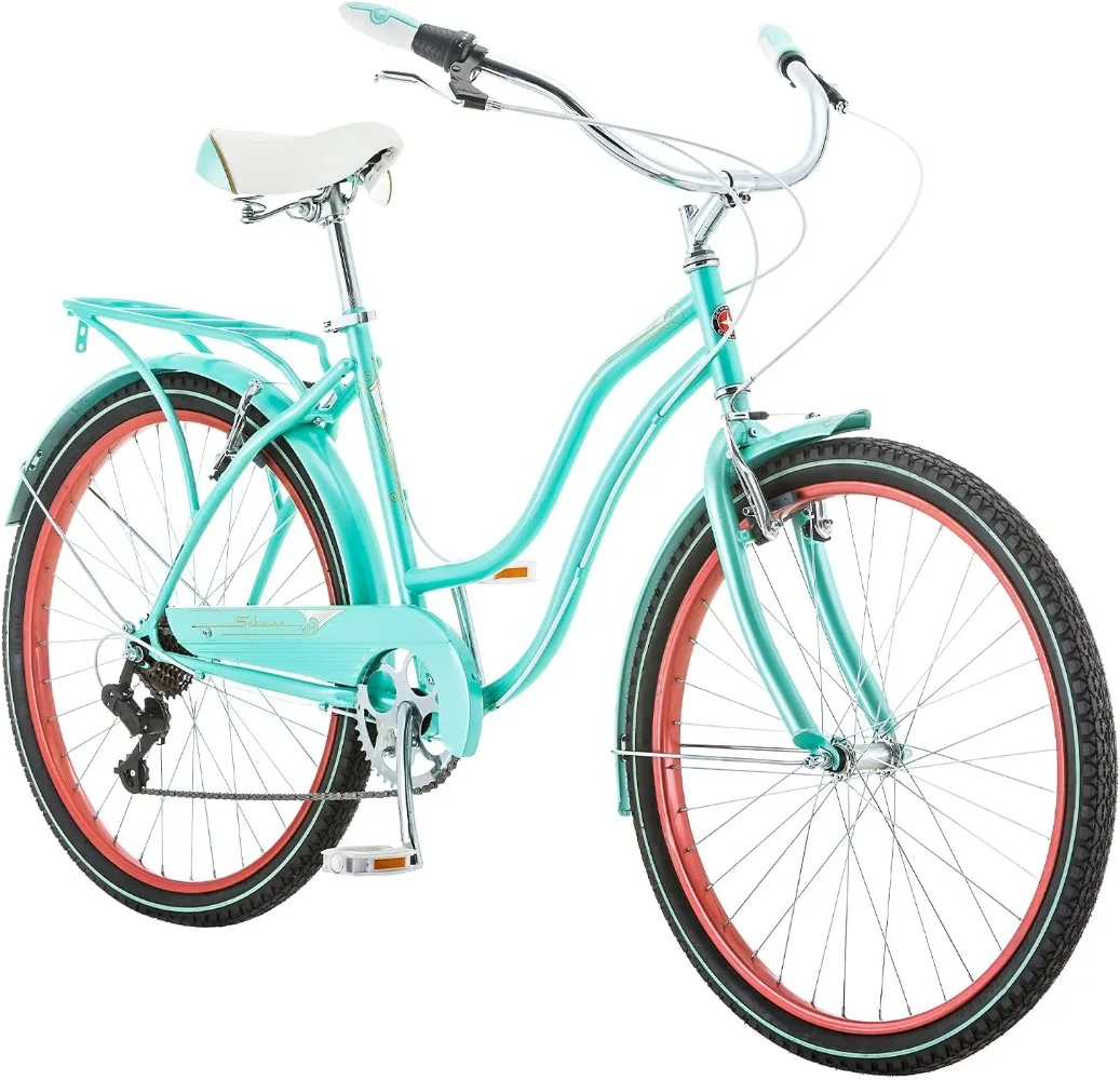 

Perla Adult Beach Cruiser Bike, Men and Women, 18-Inch Step-Through Steel Frame, 26-Inch Wheels, 7-Speed Twist Shifters