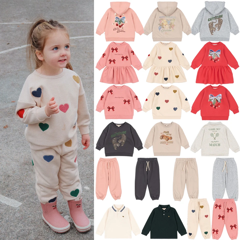 Осенняя толстовка для девочек, платье 2025 KS, спортивные толстовки с капюшоном для мальчиков, одежда, брюки, детская куртка, брюки, комплект верхней одежды