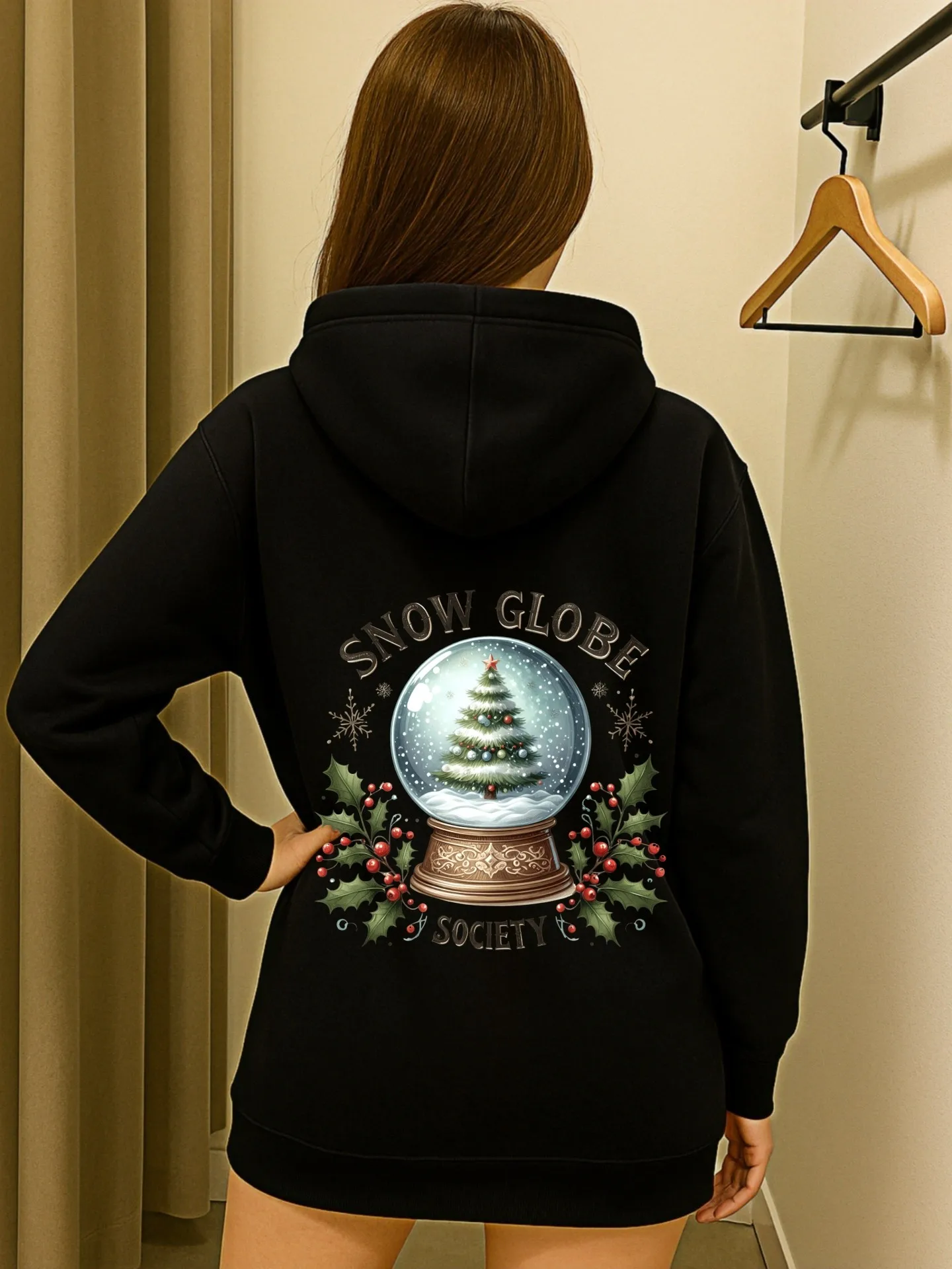 Moletom com capuz gráfico feminino, estampa de laço de leopardo mamãe, design estético feminino, forro de lã, roupa casual diária, para mulheres