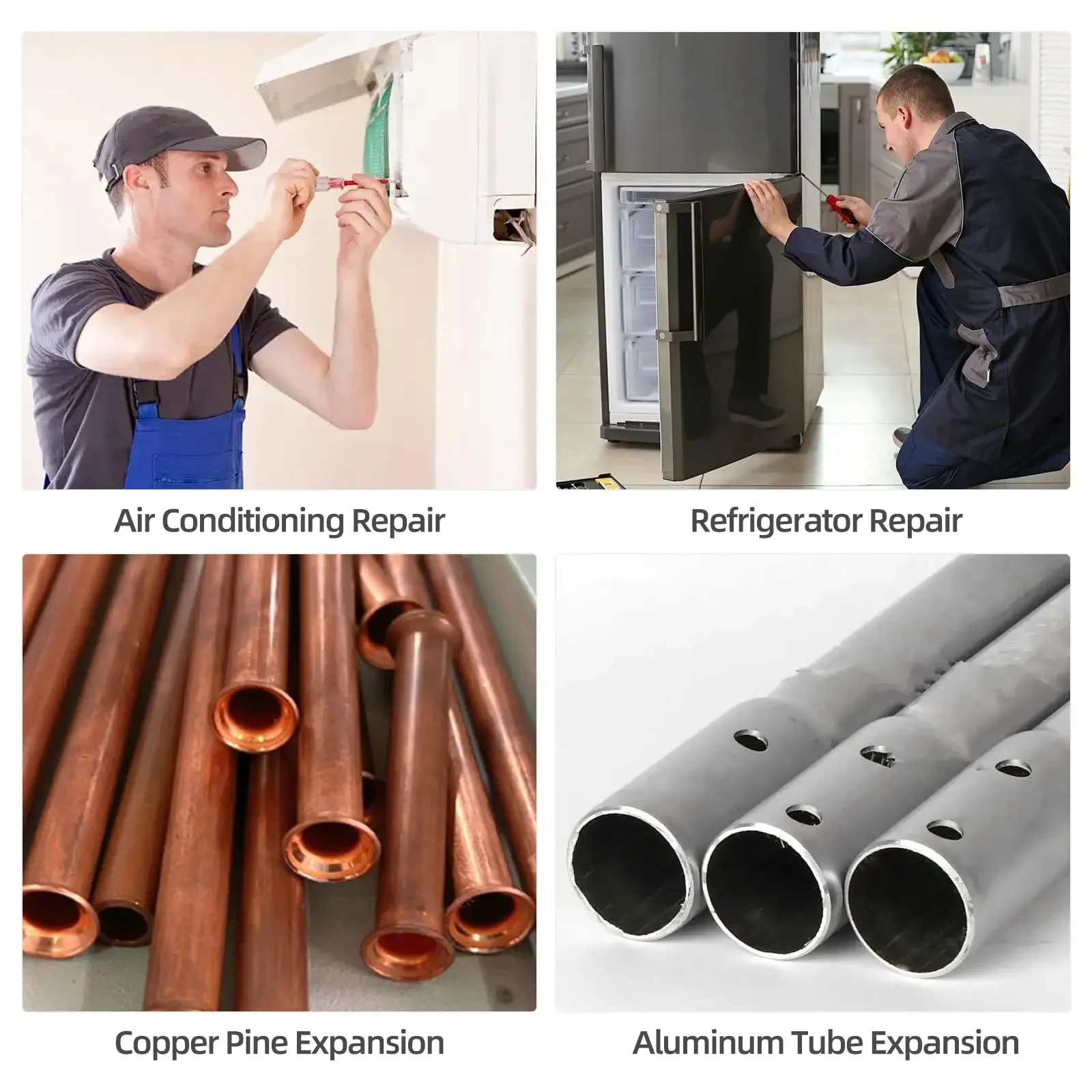 Swaging เครื่องมือ 5 in 1 Air Conditioner ท่อทองแดง Expander Swaging เจาะชุด Bit Hex Shank, 1/4, 3/8, 1/2, 5/8, 3/4 Bits