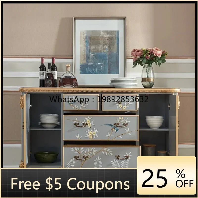 

D1European Style Sideboard Cabinet Solid Wood Locker Home Living Room Multi-Functional Storage Cabinet home decor