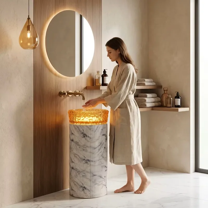 New Deluxe Hand Wash Upright Bathroom Basin Solid Surface Stone Resin Bench Sink
