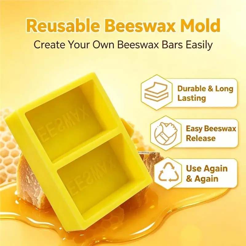 ABDJ-Silicone Beeswax Mold For 2 X 1 Lb Blocks - Reusable & Easy Release Wax Mold With Embossed Beeswax Word