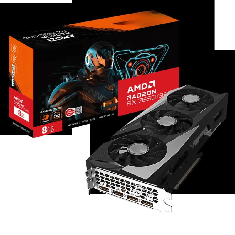 AMD RX 7650 GRE 8G Magic Eagle graphics card RGB lighting effect, desktop computer Game LIVE design rendering unique display