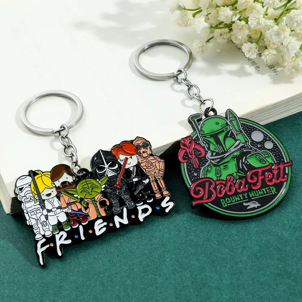 Disney Star Wars Protagonist Group Enamel Keychain Boba Fett Pendant Metal Keyrings for Backpack Personality Accessories