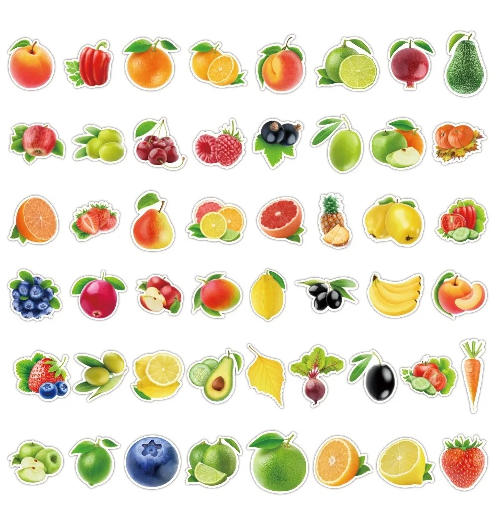 50/100Pcs Variety Of Fruit & Vegetable Sticker Waterproof Removable Trolley Case Notebook Scooter Phone Laptop Stationer Sticker