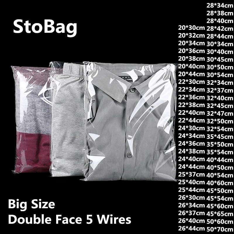 StoBag 100 Pieces Clear Apparel Bags Self Seal Plastic Bags Wedding Party Opp Gift Bag Adhesive Bags for T-Shirt and Clothes