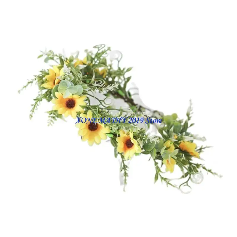 

F42F Невеста Цветочная Корона Для Свадьбы Ромашки Гирлянды Корона Венок Для Волос Цветочные Повязки На Голову Женщины Невесты На