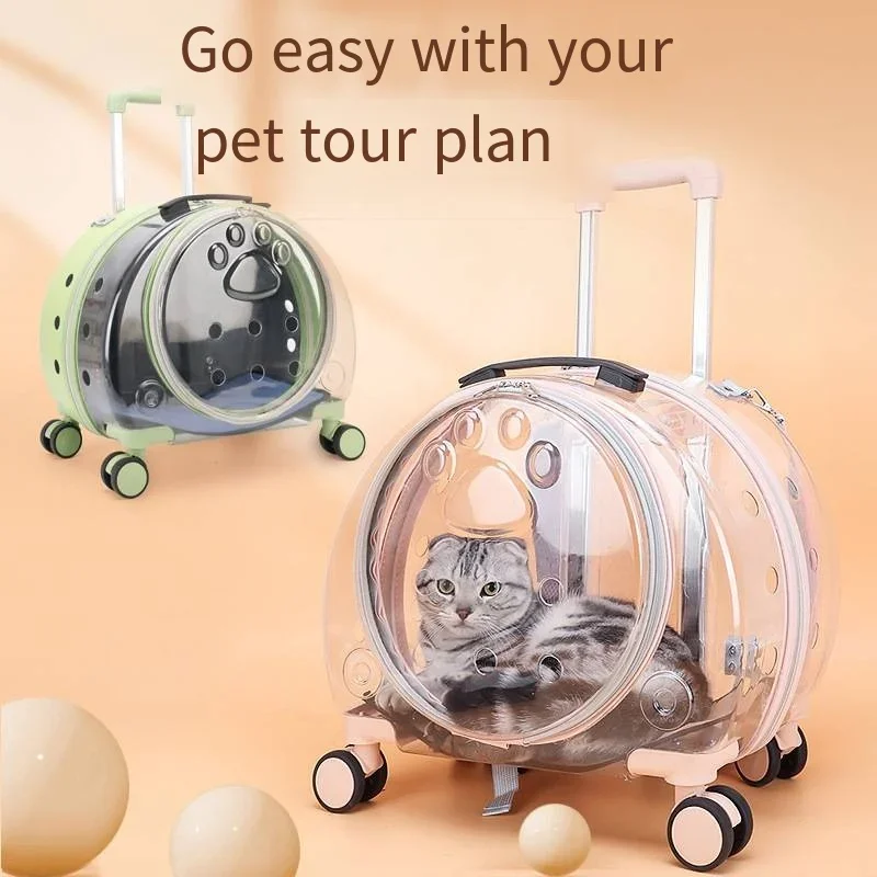 Pet Travel backpack hand push dual-use Pet Carrier bag cat suitcase portable Dog handle case