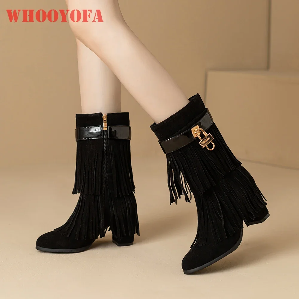 

Winter New Fashion Black Brown Women Riding Boots Mid Calf High Heels Lady Party Shoes Plus Small Big Size 14 33 45 49 52