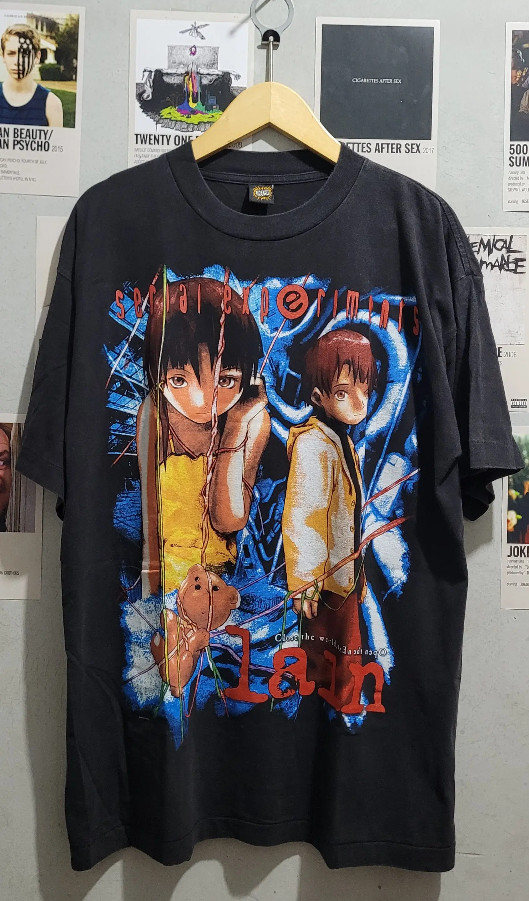 Retro Anime Lain Printed T-shrit Woman Men Street Y2k Oversized Harajuku Short Sleeve Crew Neck Tee Shirt Female Male Clothing