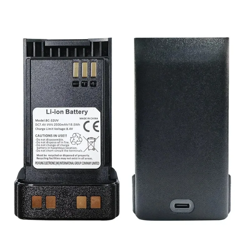 BC-32UV 7.4V 2500mAh Battery with Type-C Fast Charging Replacement for Baofeng DM-32 UV-32 Two Way Walkie Talkie Spare Accessory