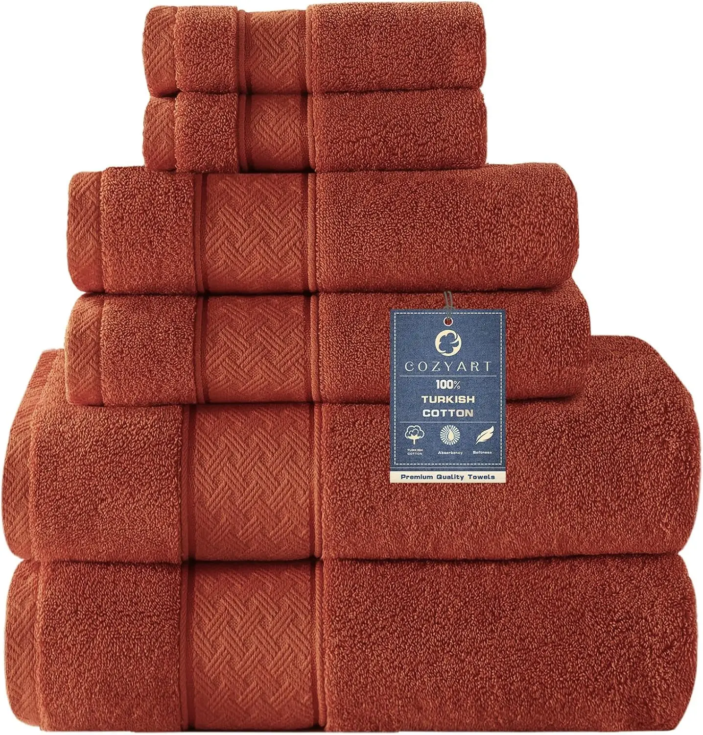 

Luxury 6-Piece Turkish Cotton Towel Set, 650GSM Hotel Quality, Soft & Absorbent for Bathroom