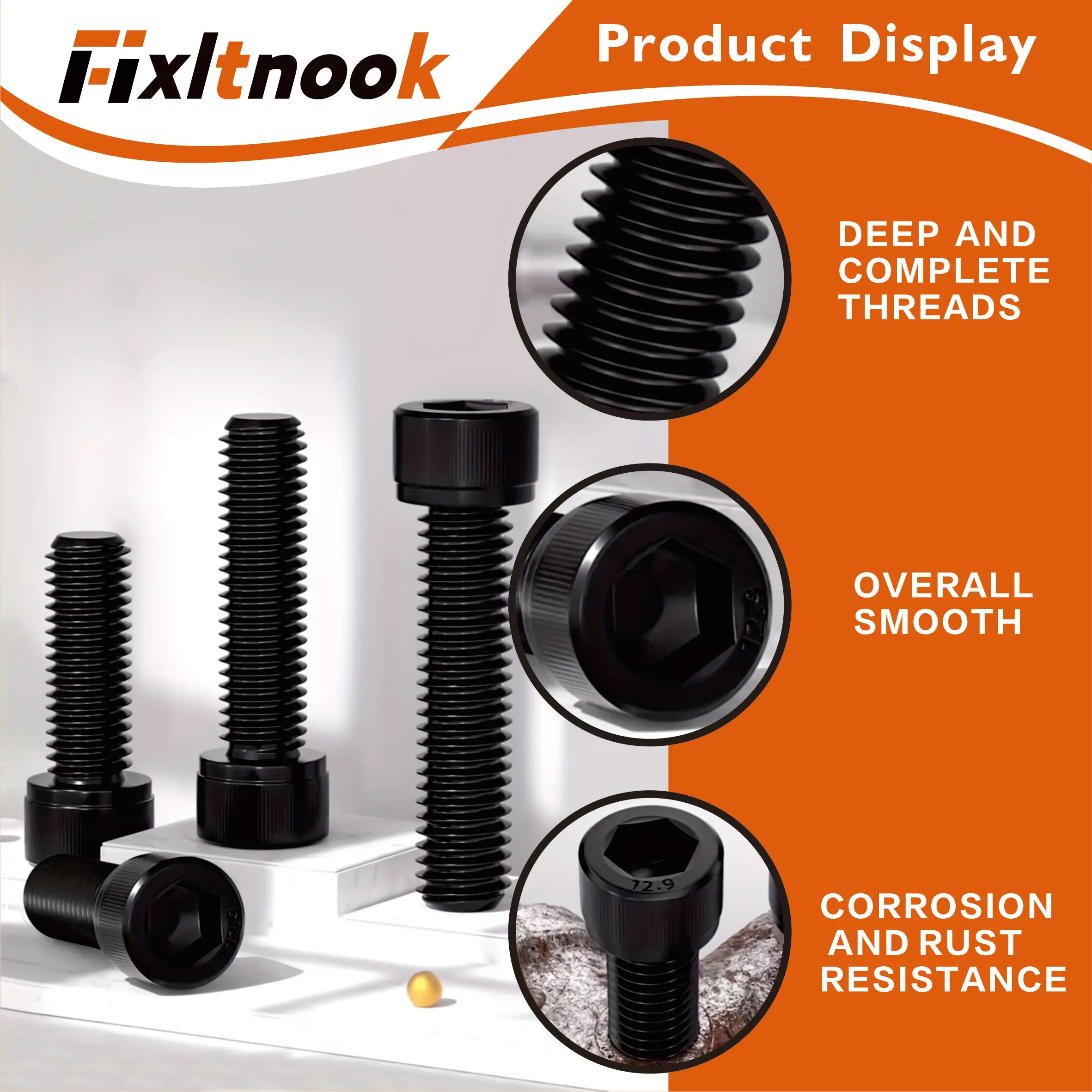50 قطعة، مسامير مقبس سداسية M6 X 20 مم - 40 مم، درجة 12.9 من سبائك الصلب، معالجة الأكسدة السوداء، خيط كامل