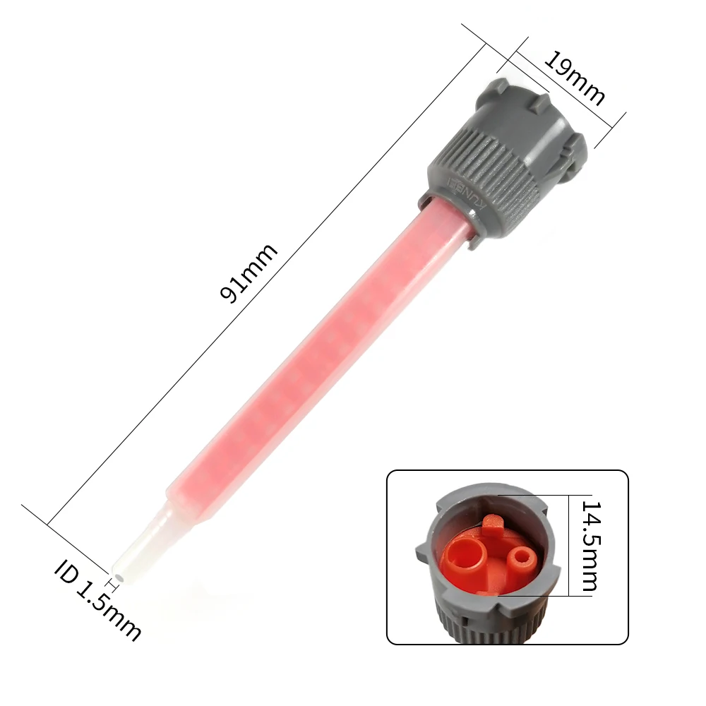 100pcs UV Glue Red Mixing Nozzle MB6-16L Matte Frosted Static Mixing Tube Opaque Durable Mixing Tips Suitable for 10:1 Cartridge