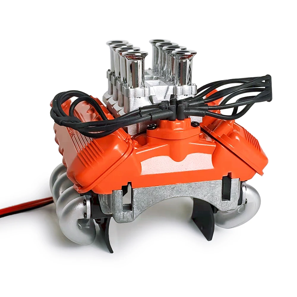 YEAHRUN 60*67 มม.จําลอง V8 เครื่องยนต์พัดลมหม้อน้ํา STACK-ประเภทฉีดโดยตรง Air Intake สําหรับ 1/10 TRX-4 TRX4 RC crawler รถ