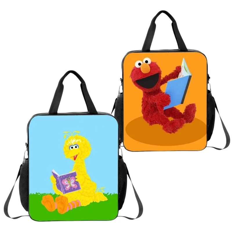 Sesame Street Cookie Monster Big Bird anime peripheral cartoon printed canvas student shoulder crossbody large capacity bag gift