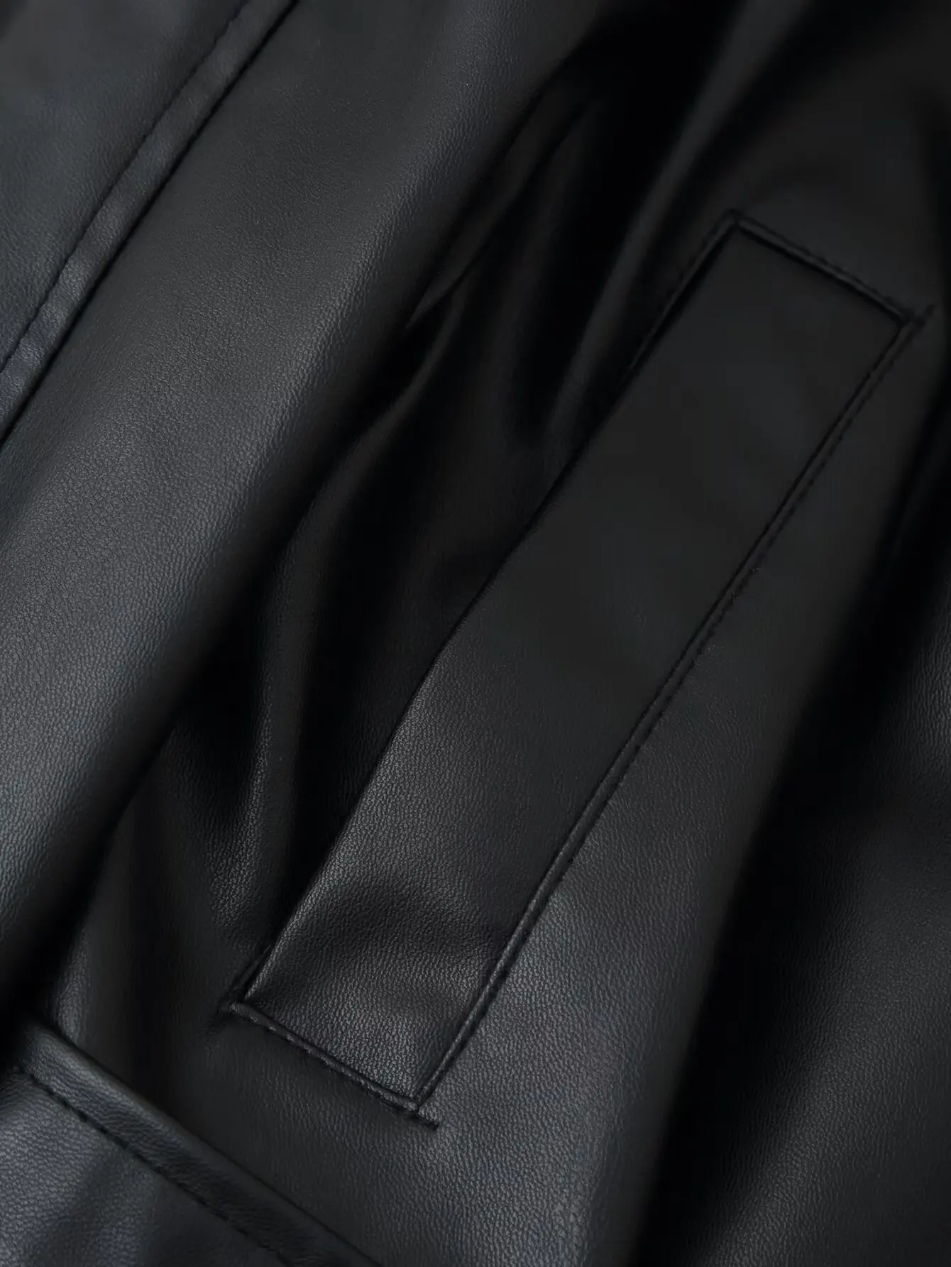 Damska kurtka ze sztucznej skóry na jesień, jednolita, z wykładanym kołnierzem, długie rękawy, kieszenie, pasek, zapinana na jeden guzik, damska odzież uliczna, płaszcze.