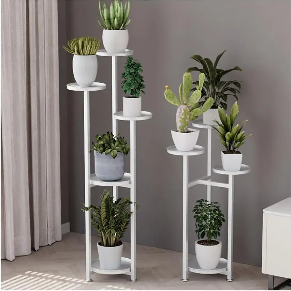 Multilayer Metal Indoor Plant Stand Corner Flower Holder With Non Slip Feet Space Saving For Living Room Office Vintage Gold Plant Shelf Rack