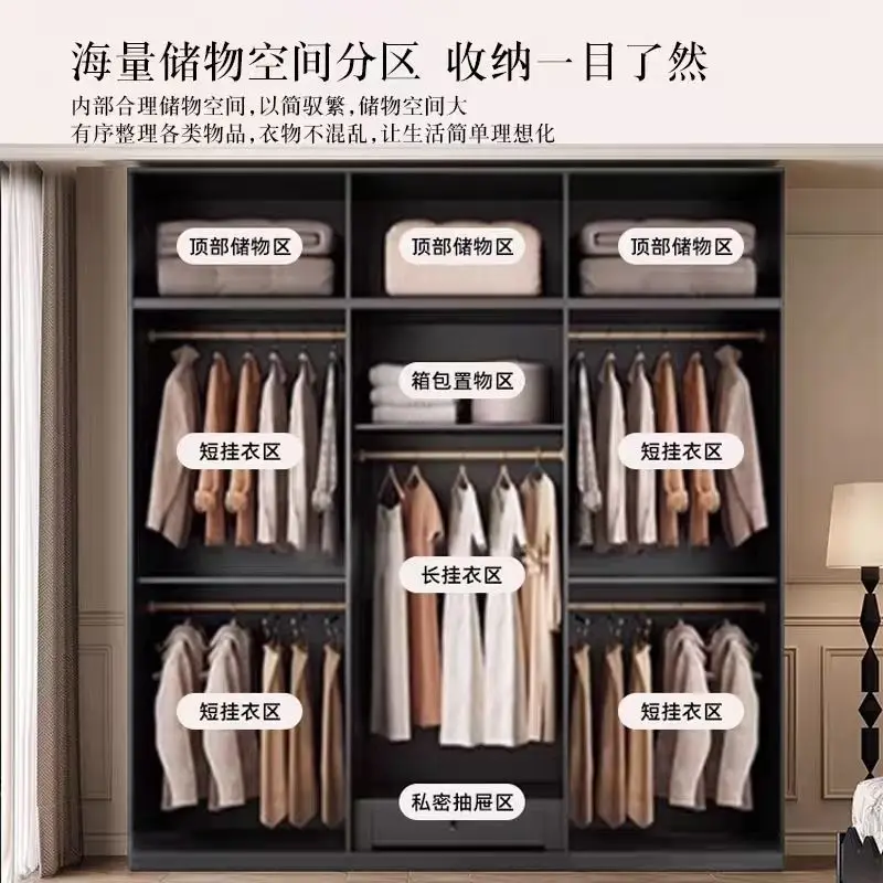 Solid wood European pine board, vintage style black wardrobe, bedroom home use with rattan woven bone lines, minimalist
