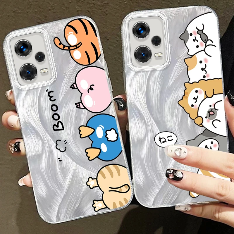 Animal Butts Cute For Xiaomi Redmi Note 13 12 11 11S 10 10S 9 9S 8 Pro Plus Max 5G Feather Yarn Back Phone Case