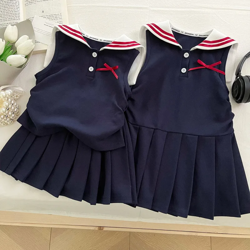 

Children's Academy Style Set2025New Summer Fashionable Stylish Trendy Sister Style Outfit Dress for Baby Girls