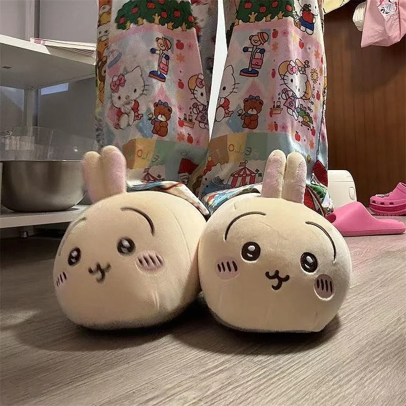 Cartoon Chiikawa Plush Cotton Slippers Jiikawa Autumn Winter Keep Warm Soft Comfortable Soft Soled Home Shoes Cute Toy Gift