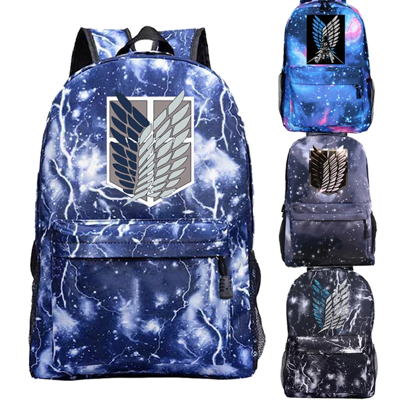 

Hot Attack on Titan Backpack School Backpacks Travel Knapsack School Bag for Teenage Boys Rucksack Laptop Mochila Anime Bagpacks