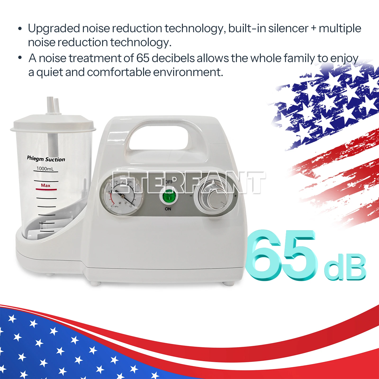 

ENTERFANT Portable Dental Suction Machine Oral Emergency Vacuum Phlegm Suction Unit An Oil Free Lubrication Pump 65dB