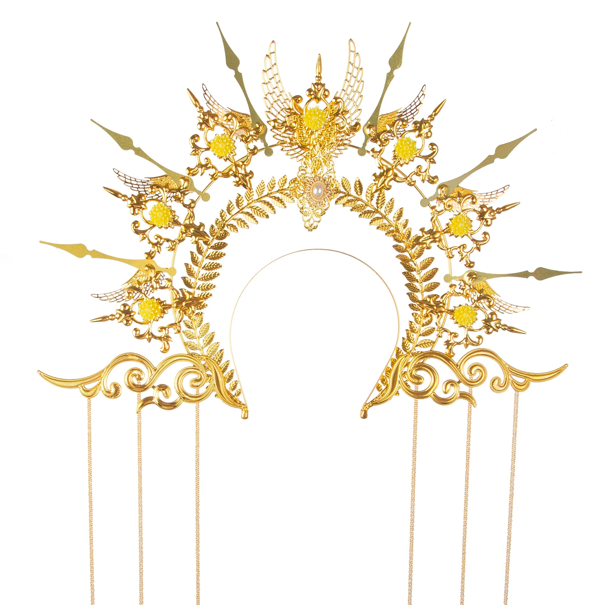 

Baroque Golden Halo Crown Headband Sun Halo Goddess Crown Party Church Headwear Women Girls Lolita Exaggerated Headpiece