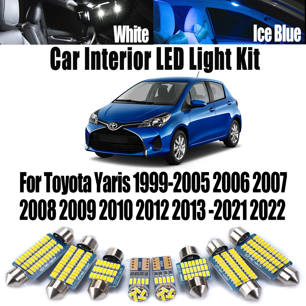 

Автомобильные аксессуары Canbus для Toyota Yaris 1999-2012 2013 2022 светодиодный внутренний купольный светильник для багажника, комплект ламп для чтения номерного знака