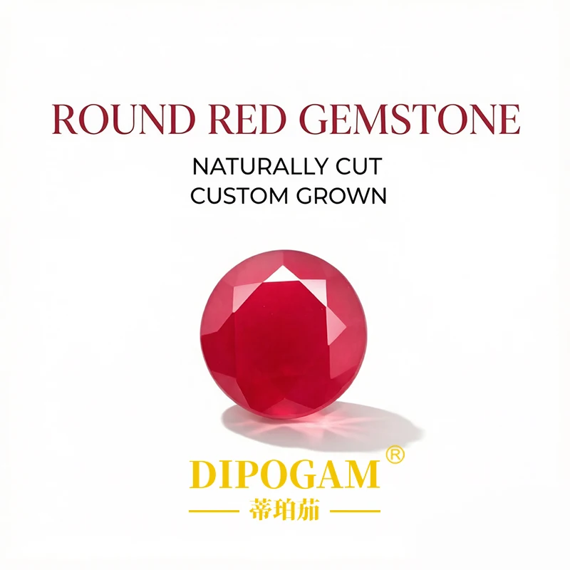Ruby round Opaque Red Gemstones with Accent Inlay Loose Stone Direct Sales from Manufacturer Cultivated