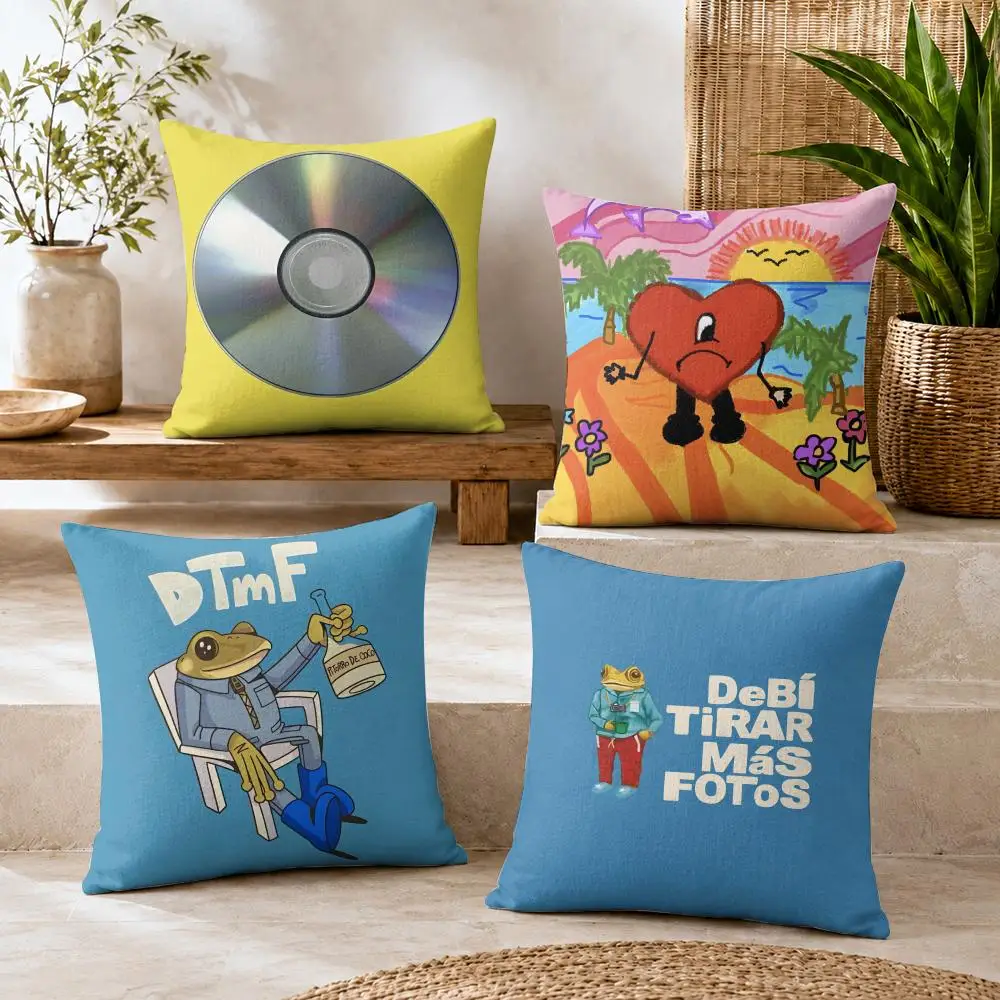 DTMF Debí Tirar Más Fotos B-BunnyS Cushion Cover Soft Short Plush Double-Sided Printing Home Decor Cozy Sofa Pillow Case Gift