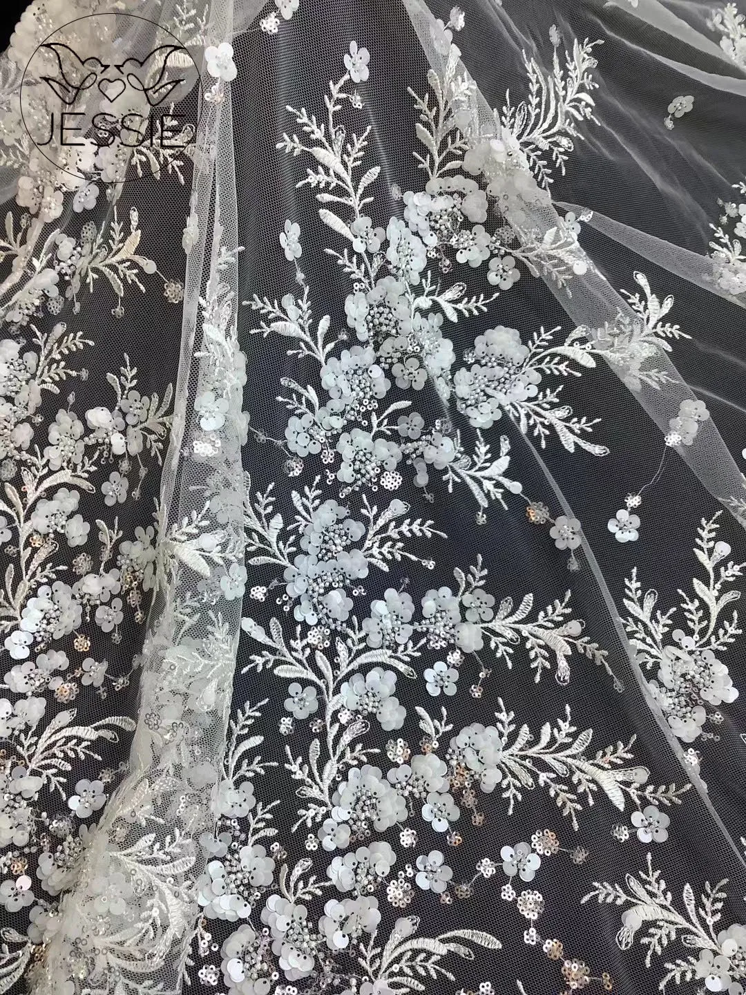 

2024 Lace High Quality Luxury Elegant Nigerian Embroidery Sequins Fabric Lace French Tulle Fabric Material For Wedding Dress