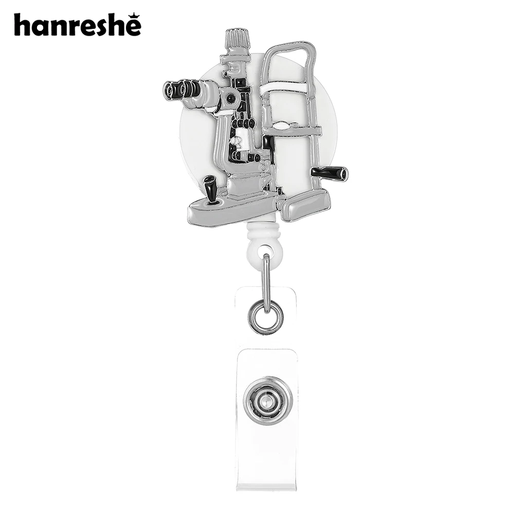 Hanreshe Badge Reel Retractable Enamel Ophthalmology ID Badge Holder Clip for Eye Doctors Nurses Optician & Healthcare Workers