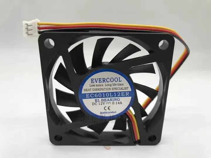 Free shipping original EC6010L12ER DC12V 0.14A 3-wire silent cooling fan