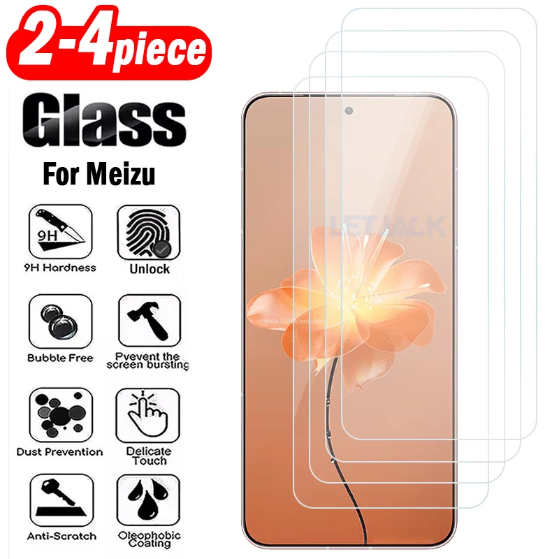 Protector de pantalla de vidrio templado de 2-4 piezas para Meizu 22 21 20 Infinity 20 Classic Lucky 08 para Note 22 21 16 Pro película protectora