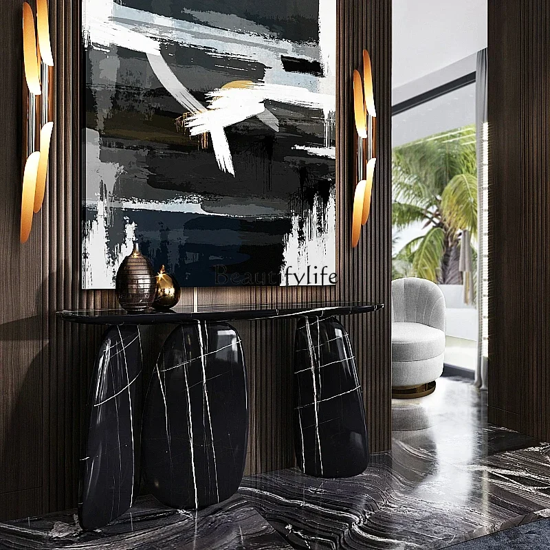 

yj21 Italian Style Light Luxury Entryway Art Console Table Designer Model Entryway Wall-Mounted Ultra-Narrow Sideboard