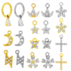 Waterdrops Pendant Conch Ring ASTM F136 G23 Titanium Piercings Moon Flowers Hinge Segment Clicker Teardrop Helix  Earrings
