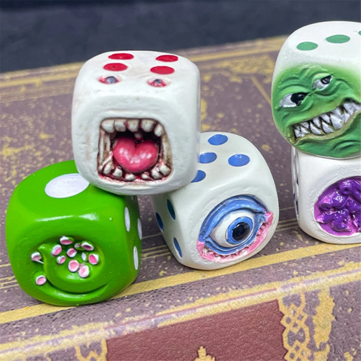 Halloween Mini Landscape Big Eyes Mouth Cute Devil Six Sides Resin Dice Craft Home Decor Toy Ornaments