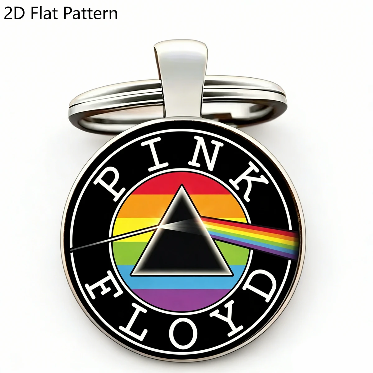1Pc Pink Floyd Rock Band Keychain Dark Side of The Moon Prism Rainbow Key Ring Metal Pendant Bag Car Keyring Gift For Music Fans