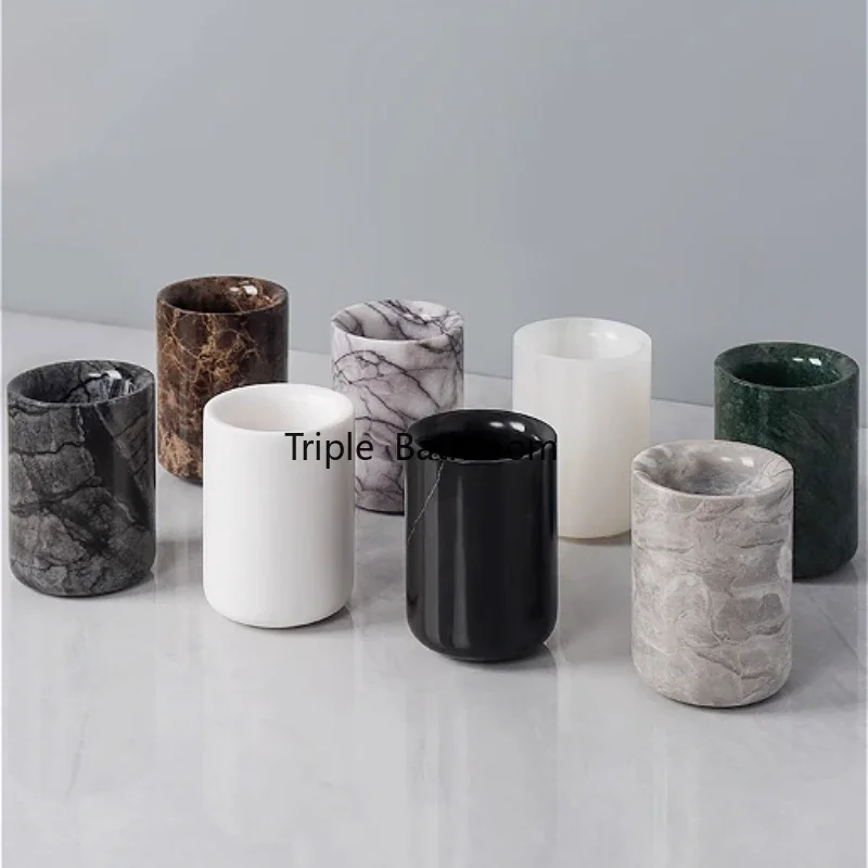 1pc Marble Mouthwash Cup Hotel Bathroom Toothbrush Cup Bathroom Accessories Marble Cup Household Products Toiletry Drinkware