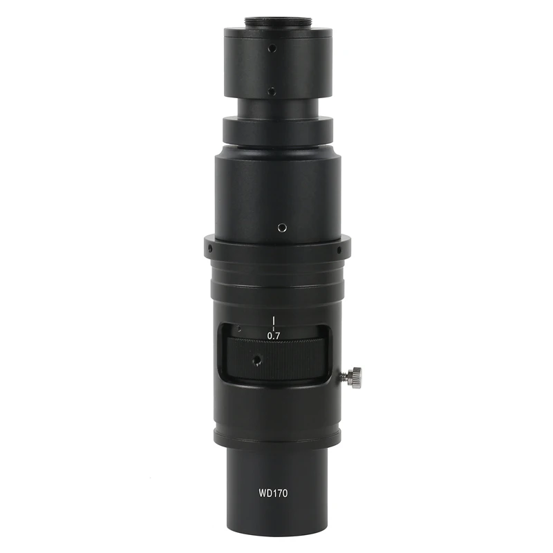 UHD WD170 0.7X-5X Zoom Monocular Video Microscope Camera Optical Lens Phone PCB Soldering Repair Parfocal C mount Objective Lens
